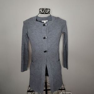 Ellen Tracy gray button down sweater dress (missing button see pic) size small